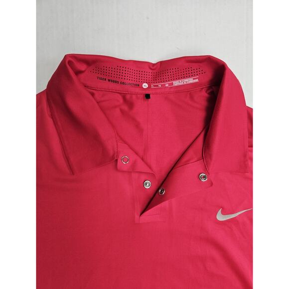 Nike Tiger Woods Collection Golf Polo Shirt Men's XL Red Dri-Fit Stretch Striped - Picture 8 of 8